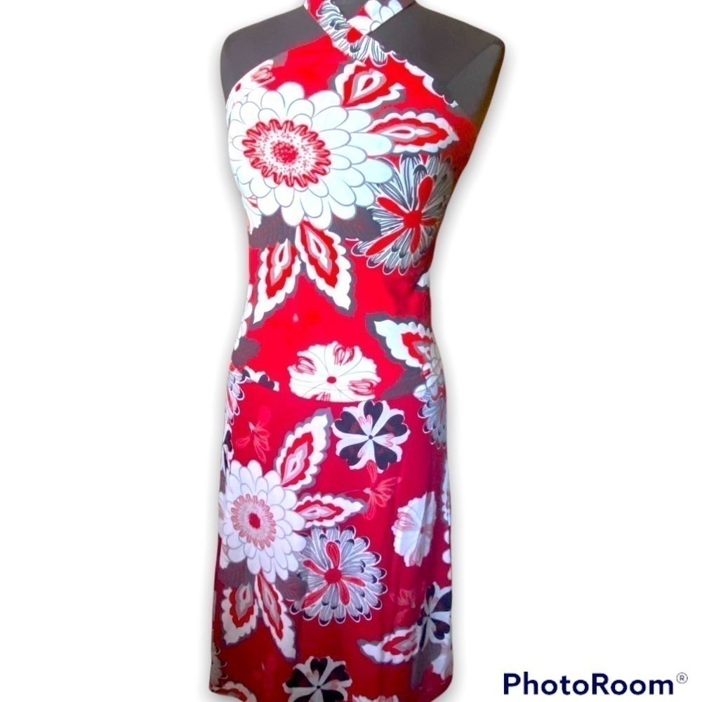 Esprit Skirt Set. Red Black Asian Themed Floral Print. Y2K Vibe